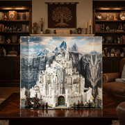 lego linas tirith bespoke display case with a LEGO model inside