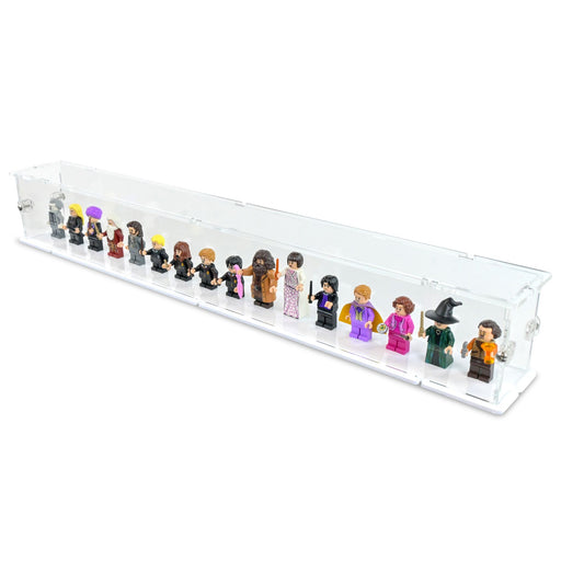 Acrylic display case with minifigure 16 on a white base