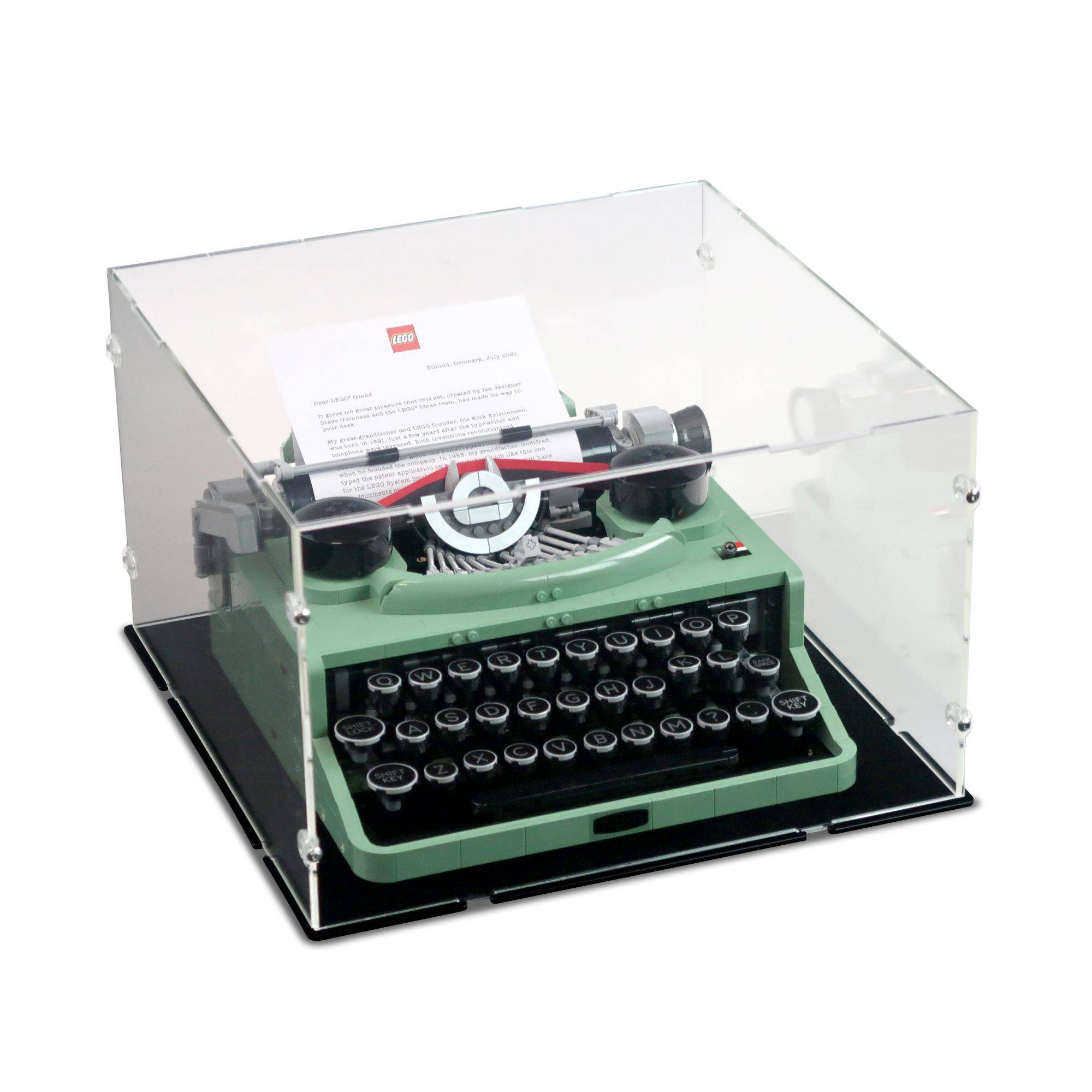 Acrylic Display Case for LEGO Typewriter | iDisplayit — iDisplayit.com