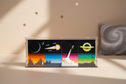 Transparent display case with a LEGO model inside, protected and visible from all sides