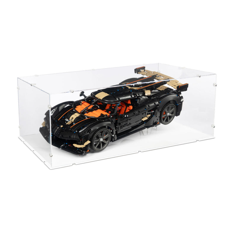 Koenigsegg Sadair's Spear Megacar XL Display Case and Stand for LEGO 42232