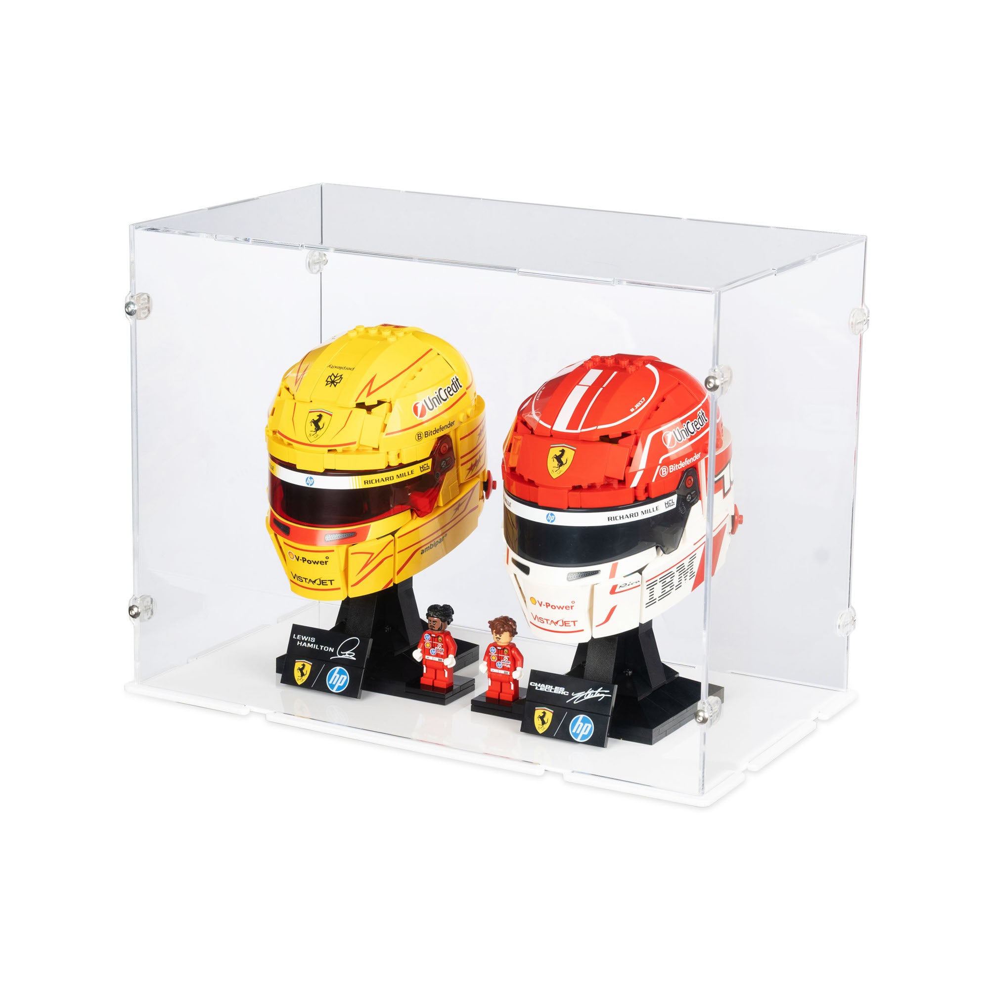 2x LEGO F1 Helmets Display Case - Ferrari, McLaren | iDisplayit