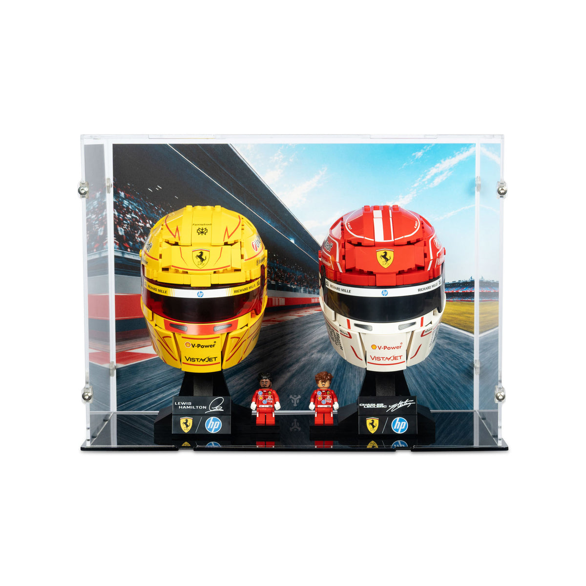 2x LEGO F1 Helmets Display Case - Ferrari, McLaren | iDisplayit
