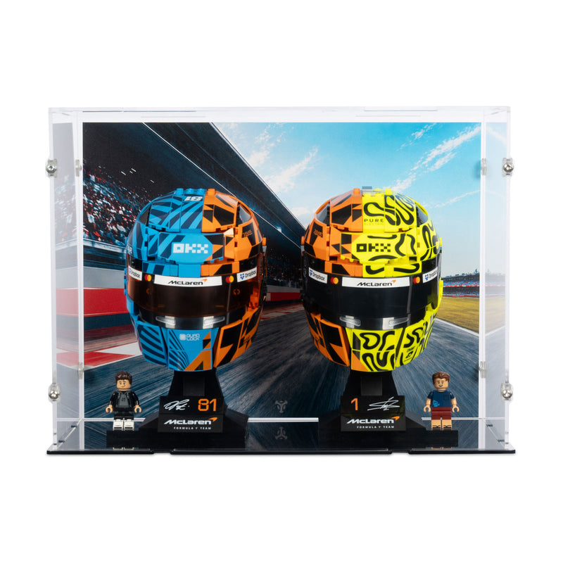 2x LEGO F1 Helmets Display Case