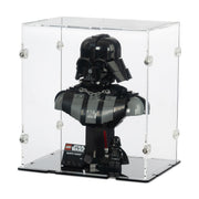 Darth Vader bust from LEGO Star Wars in a clear display case on a white background