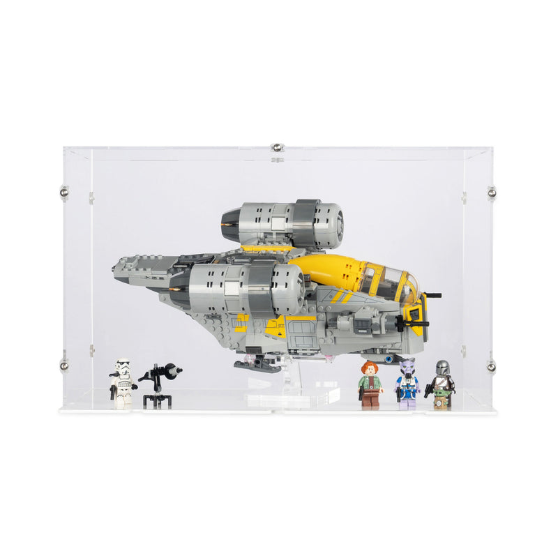 The Razor Crest XL Display Case and Stand for LEGO 75447