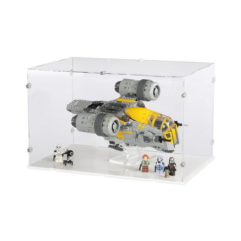 The Razor Crest XL Display Case and Stand for LEGO 75447