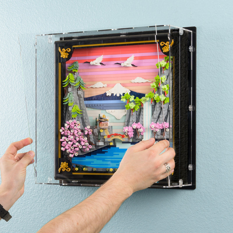 Japanese Cherry Blossom Landscape Wall Mounted Display Case for LEGO 31218