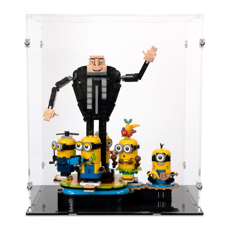 Brick-Built Gru and Minions Display Case for LEGO 75582