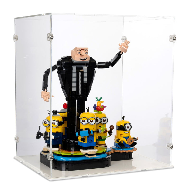 Brick-Built Gru and Minions Display Case for LEGO 75582