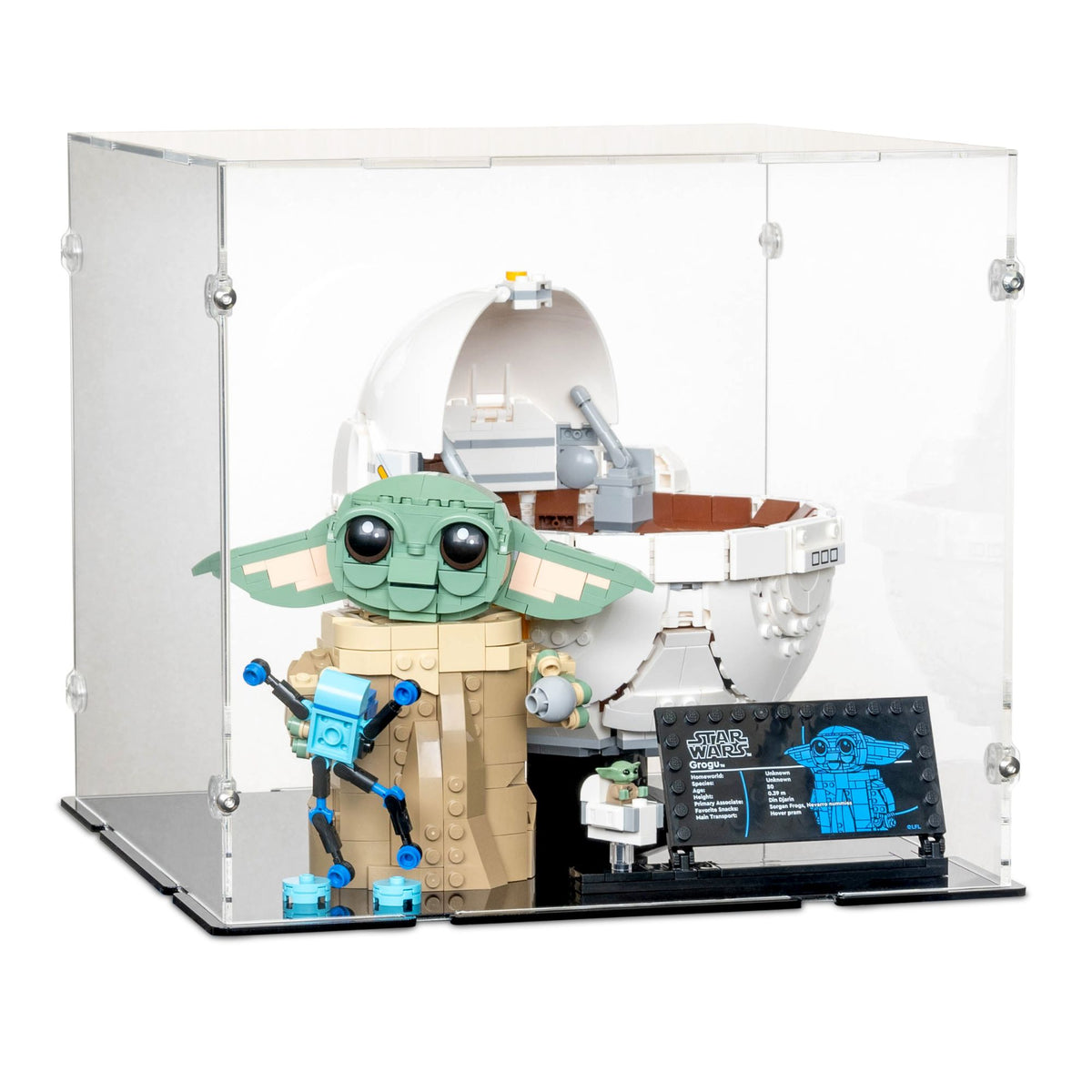 Acrylic Display Case for LEGO Grogu with Hover Pram | iDisplayit