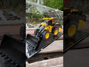 video of lego volvo construction truck in display case with options
