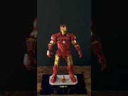 video of lego iron man in custom display case with printed graphics