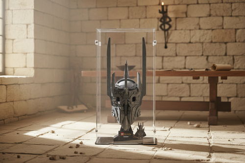 video of lord of the rings sauron helmet lego display case